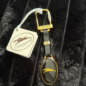 NWT Longchamp Black and Gold Keychain